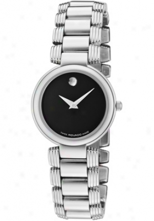 Movado Women's Black Dial Stainless Steel 0605016