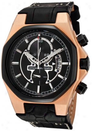 Officina Del Tempo Men's Race Chronograph Black Leather Ot1028-11n