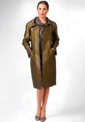 Oscar De La Renta Green Long Coat Co-4n805-citrine-8