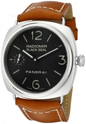 Panerai Men's Radiomr Black Seal Mechanical Black Dial Brown Leather Pam00183