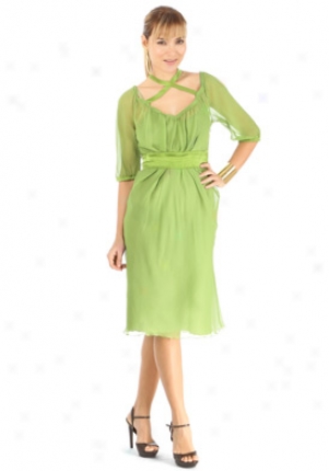 Philosophy Di Alberta Ferretti Green Silk Chiffon Dress Dr-041507-gr46