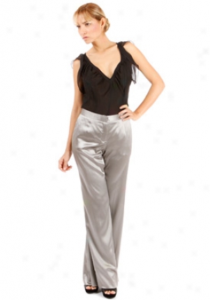 Philosophy Di Alberta Ferretti Silver Straight Leg Silk Pants Wbt-032507gr42