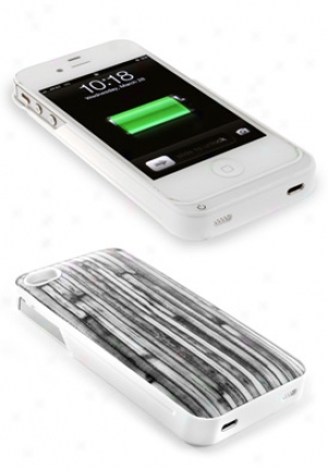 Powerpatch Gray Wood Power Pack For Iphone 4/4s Battery Case Ppip4s-106