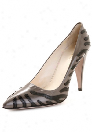 Prada Grey With Black Tiger Stripes Smooyh Leather Pumps 1i474axmr-fumo-blk-41