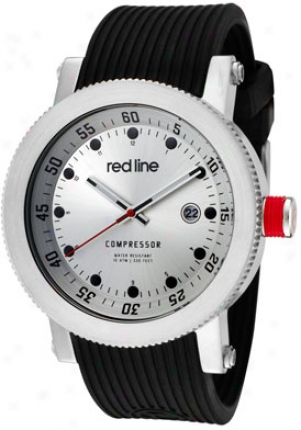 Red Line Men's Compressor Silver Dial Black Silicone 18000-01