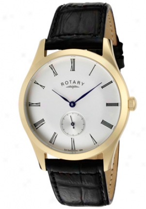 Rotary Men's Cream Dial Shiny Black Leather Gs02413/01