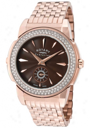 Rotary Women's Evolution Tz2 Reversible Pale Crystal Rose Gold Tone Ss Elb0011-tz2-08-16