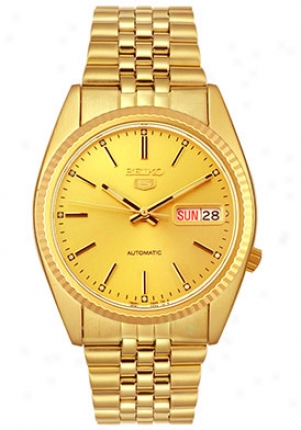 Seiko Men's Automaic Tone Day-date Watch Gold Snxj94