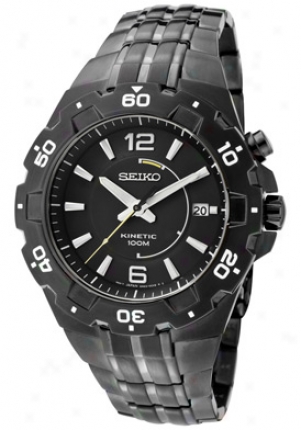 Seiko Men' sKinetic Black Dial Gunmetal Ion Plated Stainless Steel Ska447p1