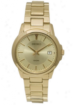 Seiko Men's Quartz Gold Plated W/ Gold Tone Dial Sgef58p1