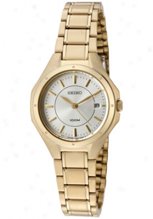 Seiko Women's Silver Dial Gold Tone Ion Plated Stainless Steel Sxde16p1