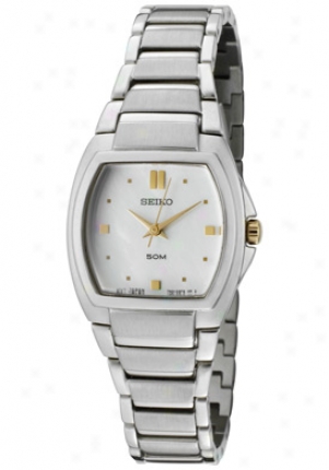 Seiko Women's White Mother Of Pearl Dial Stainlesw Steel Srz343