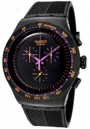 Swatch Men's Irony Chronograph Black Dial Black Rubber Yob102