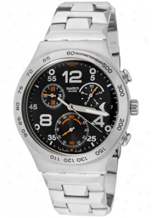 Swatch Men's Irony Chronograph Black Dial Stainless Steel Ycs482g