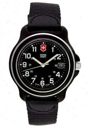 Swiss Army Men's Original Black Leather Black Dial 24378