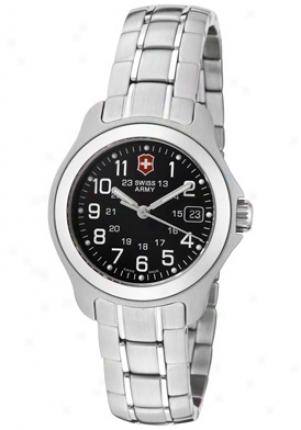 Swiss Army Women's Officer's Ls Black Dial Stainless Steel 24684