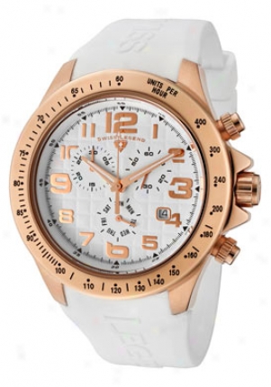 Swiss Legend Men's Eograph Chronograph Pale Dial Rose Gold Tone Case White Silicone 30041-rg-02wht