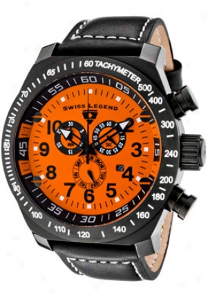 Swiss Legend Men's Sl Steersman Chronograph Orange Dial Dismal Ip Case Black Leather 22828-bb-06