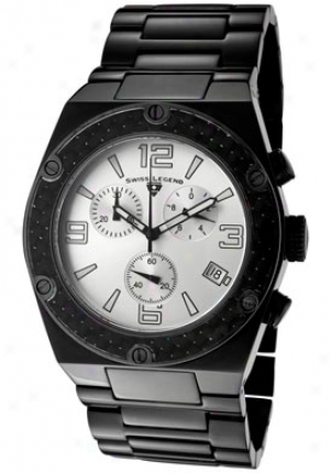 Swiss Fable Men's Throttke Chronograph Black Stainless Steel 40025-bb-sil-sa