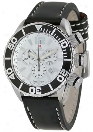 Swiss Precimax Men's Deep Blue Executive Elite Sp12020 Mourning Leather Chronograph White Dial Sp12020