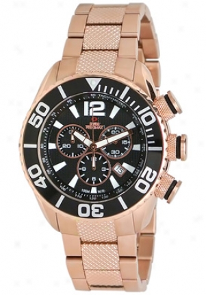 Swiss Precimax Men's Deep Blue Precision Reserve Sp12013 Rose Gold Stainless Steel Chronograph Black Dial Sp12013