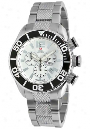 Swiss Precimax Men's Deep Bl8e Pro Silver Stainless Steel Chronograph White Dial Sp12008