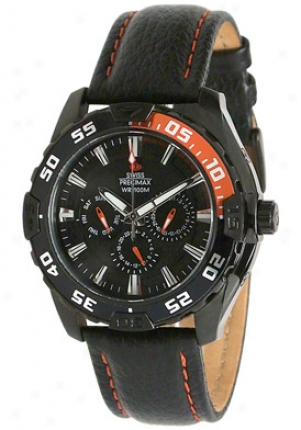 Swiss Precimax Men's Formula-7 Xt Black Leather Multi-function Black Dial Sp12048