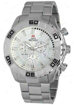 Swiss Precimax Men's Bravery Elite Silver Stainless Steel Chronograph Silver Dial Sp12052