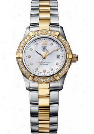 Tag Heuer Women's Aquaracer White Dial 18kt Two Tone Waf1450.bb0814