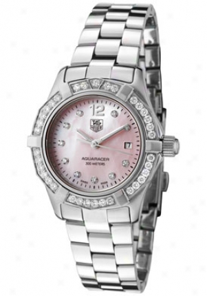 Tag Heuer Women's Aquaracer White Diamond (0.62 Ctw) Pink Mother Of Pearl Dial Stainless Steel Waf141b.ba0824