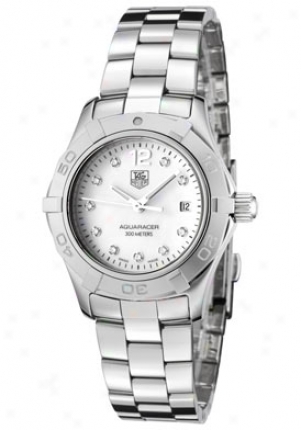 Tag Heuer Women's Aquaracer White Diamond White Mother Of Pearl Dial Stainlesw Steel Waf1415.ba0824