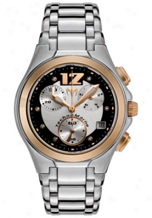 Technomarine Neo Classic Chronograph Diamond (.05 tCw) Stainlesss Steel And 18k Gold 708015