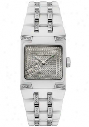 Tchnomarine Women's Black Snow Mini Diamond (1.6 Ct)w White Ceramic 308005