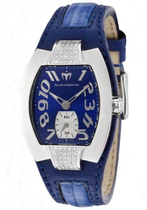 Technomarine Women's Butterfly White Diamond Blue Dial Blue Leather Lr01-dz