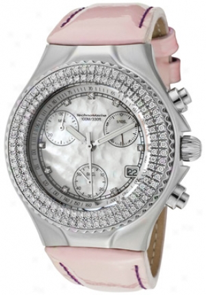 Technomarine Women#039;s Technodiamond Chronograph Diamond (1.1 Ctw) White Mop Doal Light Pink Patent Genuine Leather Dtmww-0-1016