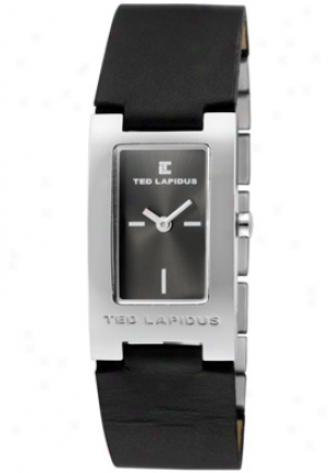 Ted Lapidus Women's Charcoal Dial Ss & Mourning Leather D0455rnin