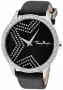 Thierry Mugler Women's White Crystal Black Dial Black Leather 4711302