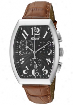 Tissot Men's Heritage Porto Chronograph Black Guilloche Dial Brown Leather T66.1.617.52-sd