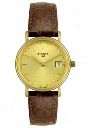 Tissot Women's Gold Tone Dial Brown Leather T52.5.111.21