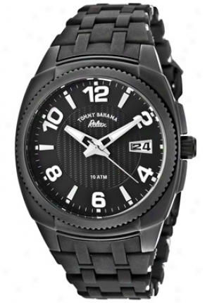 Tommy Bahama Relax Women's Reef Diver Black Textured/black Dial Black Silicone Rlx4004