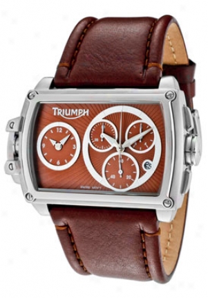 Triumph Motorcycles Men's Chronograph Brown Genuine Leather 3032-03