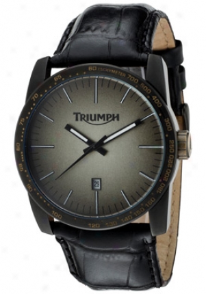 Triumph Motorcycles Men's Gold-black Gradient Dial Blackk Genuine Leather M9413006