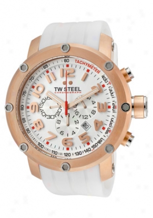 Tw Steel Men's Grandeur Tech Chronograph White Dial White Silicon eTw133