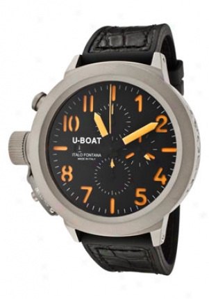 U-boat Men's Flightdeck Automatic/mechanical Chronograph Black Dual Black Leathef/rubber 5677