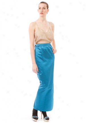 Valentino Blue Long Silk Skirt Wbt-4b0n62-pet-12