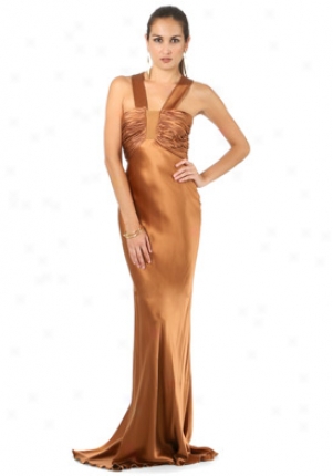 Versace Bronze Long Silk Dress Dr-a51836/a10-c42