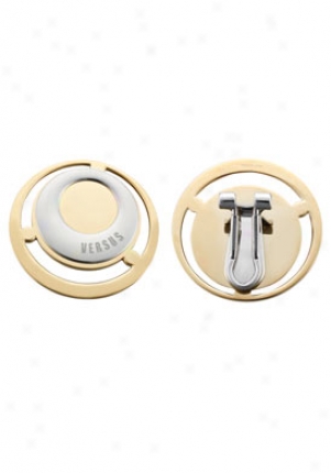 Versus Charms No 5 Ion Plated Gold Tone And Sikver Tone Clip-on Earrings Vcx2099a07000000