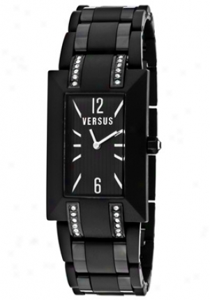 Versus Women's Aoyama White Crystal Black Textured Dial Black Resin & Blacl Ip Unsullied Steel 3c5630