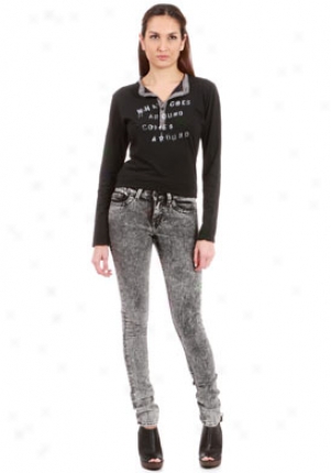 William Rast Jerri High Rise Black Acid Jeans Je-25900323