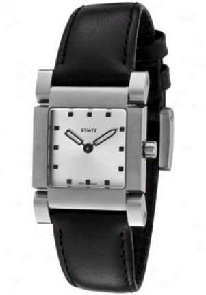 Xemex Women's Silver Sunray Dial Black Leatherette 2501.01